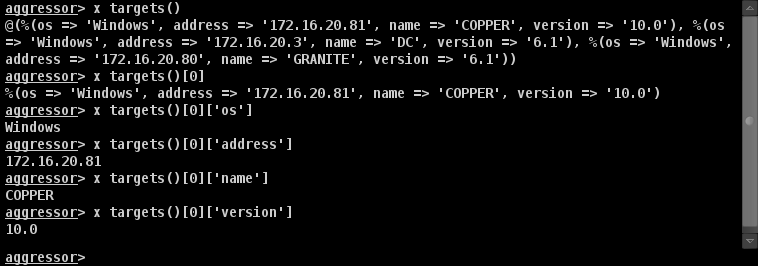 Querying Data from the Aggressor Script console